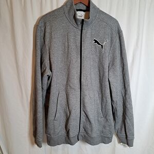Puma Gray Zip Up Sweater with Standing Collar XXL
